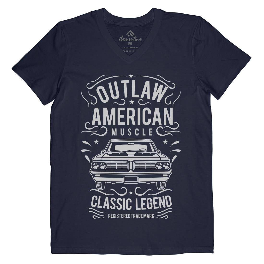 Outlaw American Muscle Mens Organic V-Neck T-Shirt Cars B243