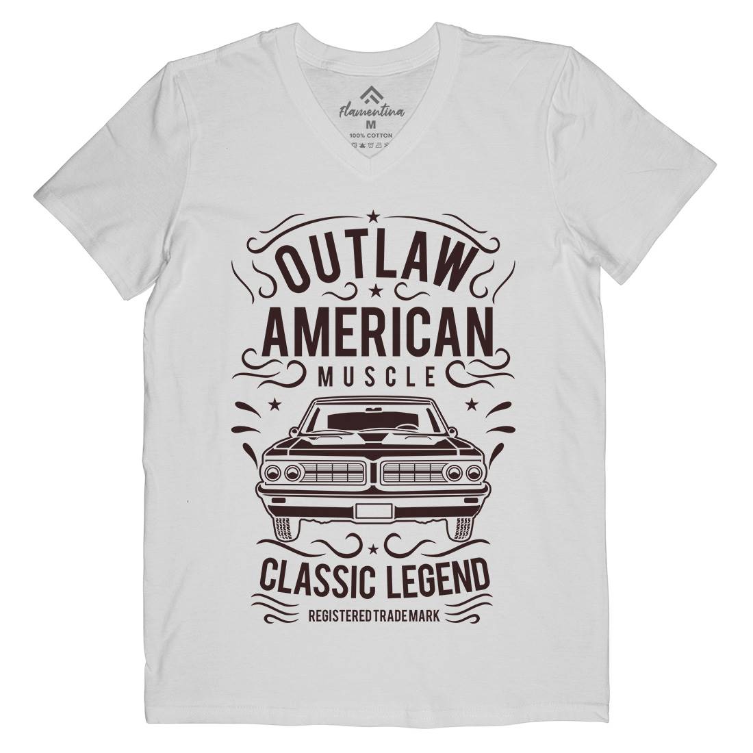 Outlaw American Muscle Mens Organic V-Neck T-Shirt Cars B243