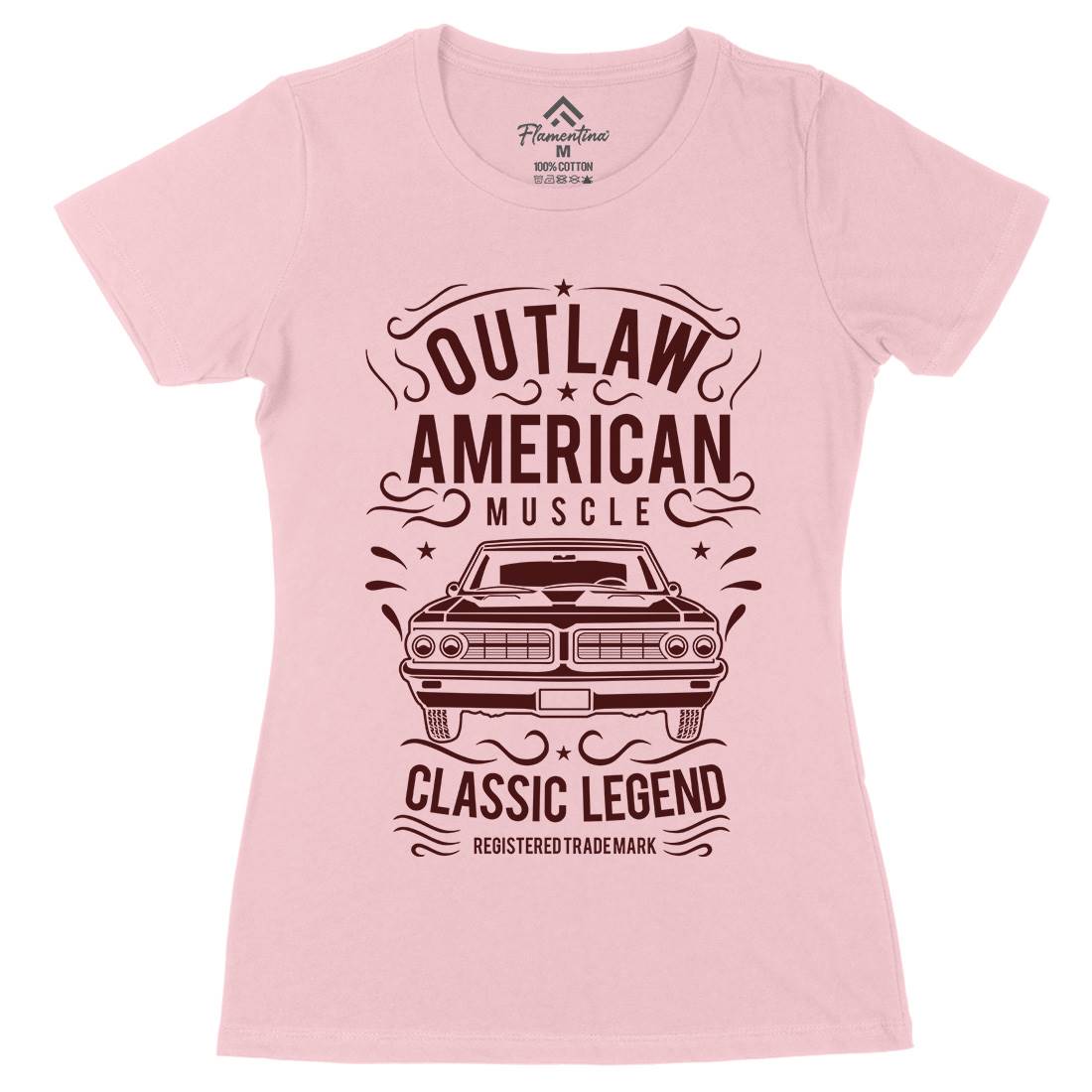 Outlaw American Muscle Womens Organic Crew Neck T-Shirt Cars B243