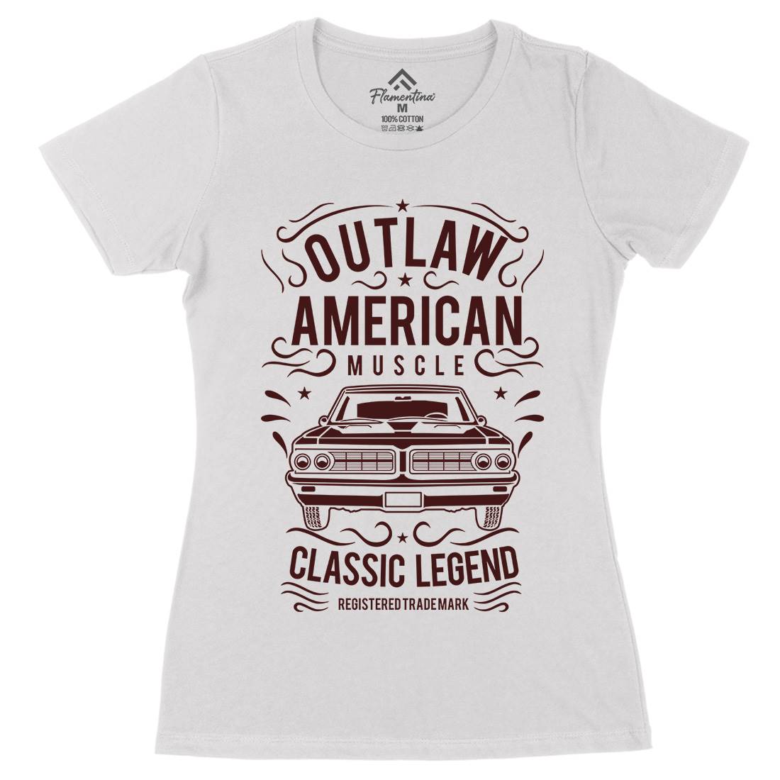 Outlaw American Muscle Womens Organic Crew Neck T-Shirt Cars B243