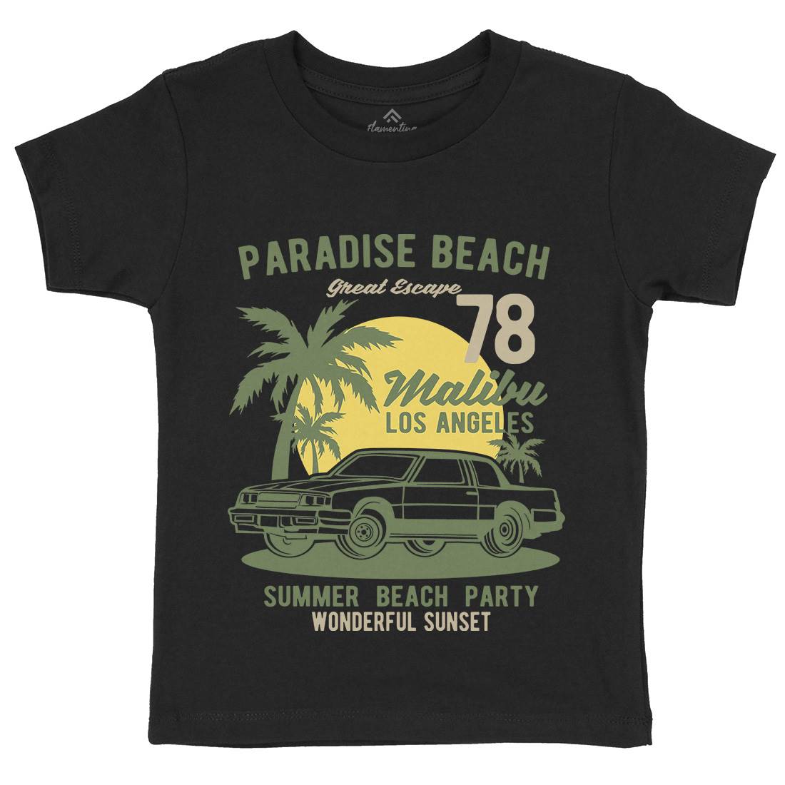 Paradise Beach Kids Organic Crew Neck T-Shirt Cars B244