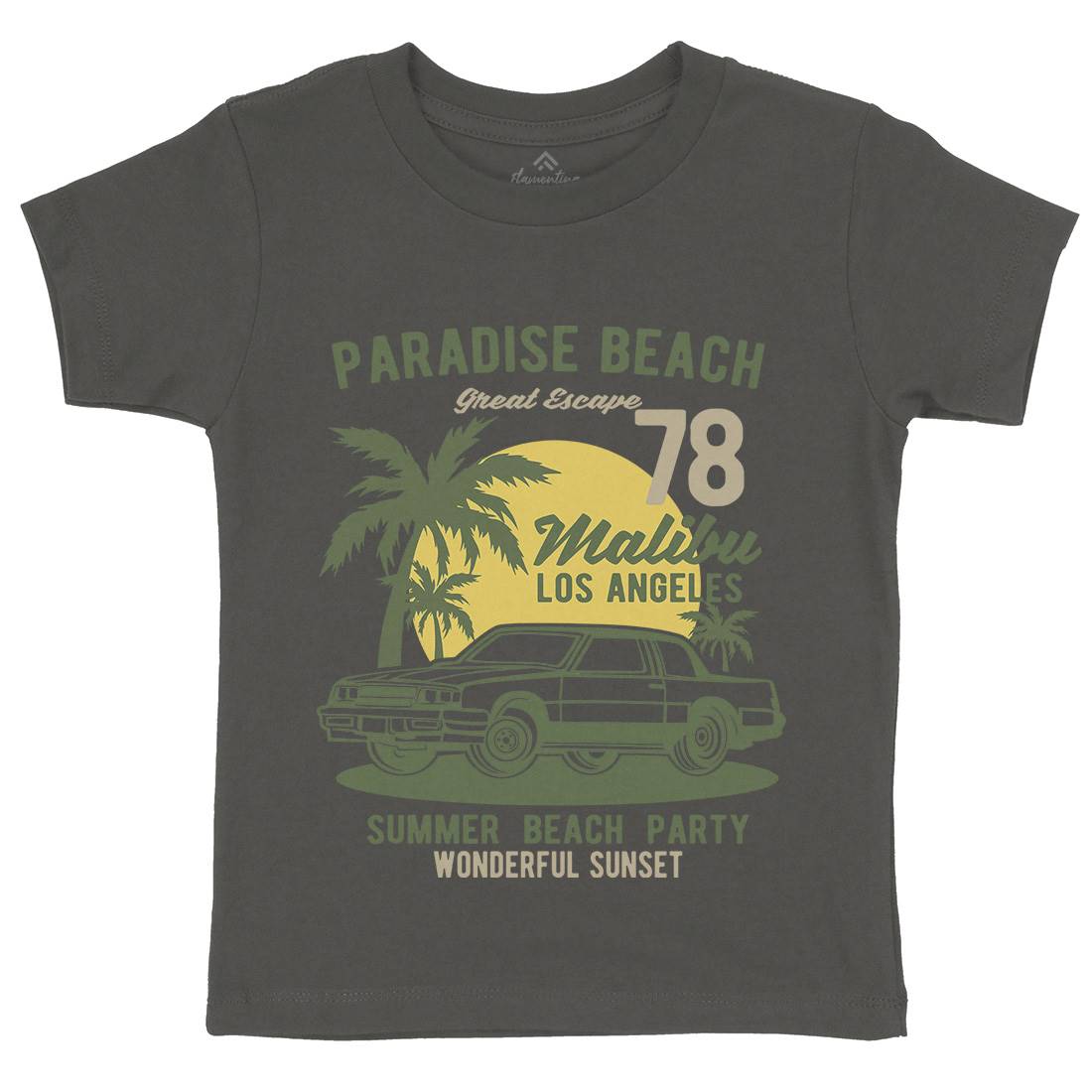 Paradise Beach Kids Crew Neck T-Shirt Cars B244