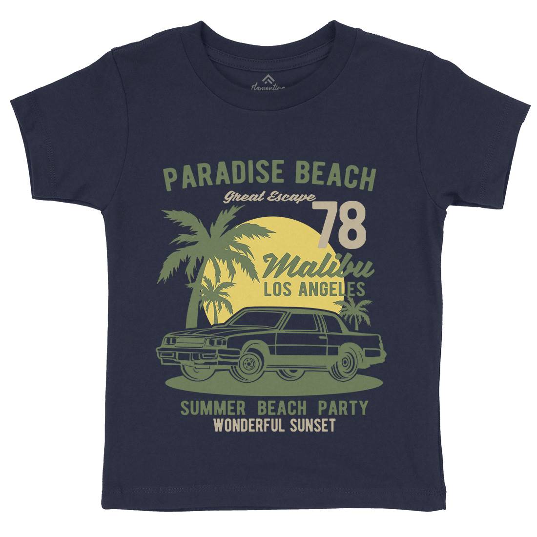 Paradise Beach Kids Organic Crew Neck T-Shirt Cars B244