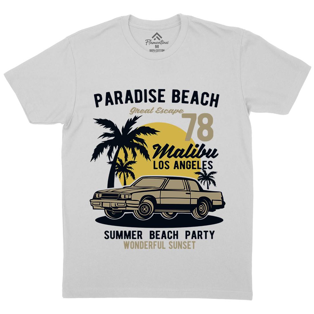 Paradise Beach Mens Crew Neck T-Shirt Cars B244