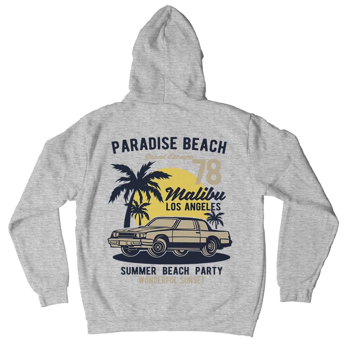 Paradise Beach Mens Hoodie With Pocket Cars B244