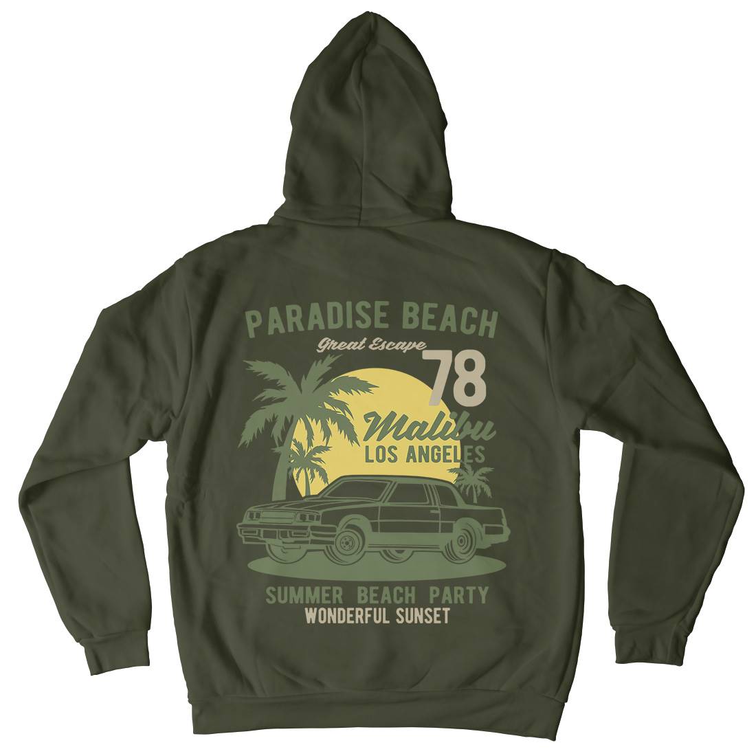 Paradise Beach Kids Crew Neck Hoodie Cars B244