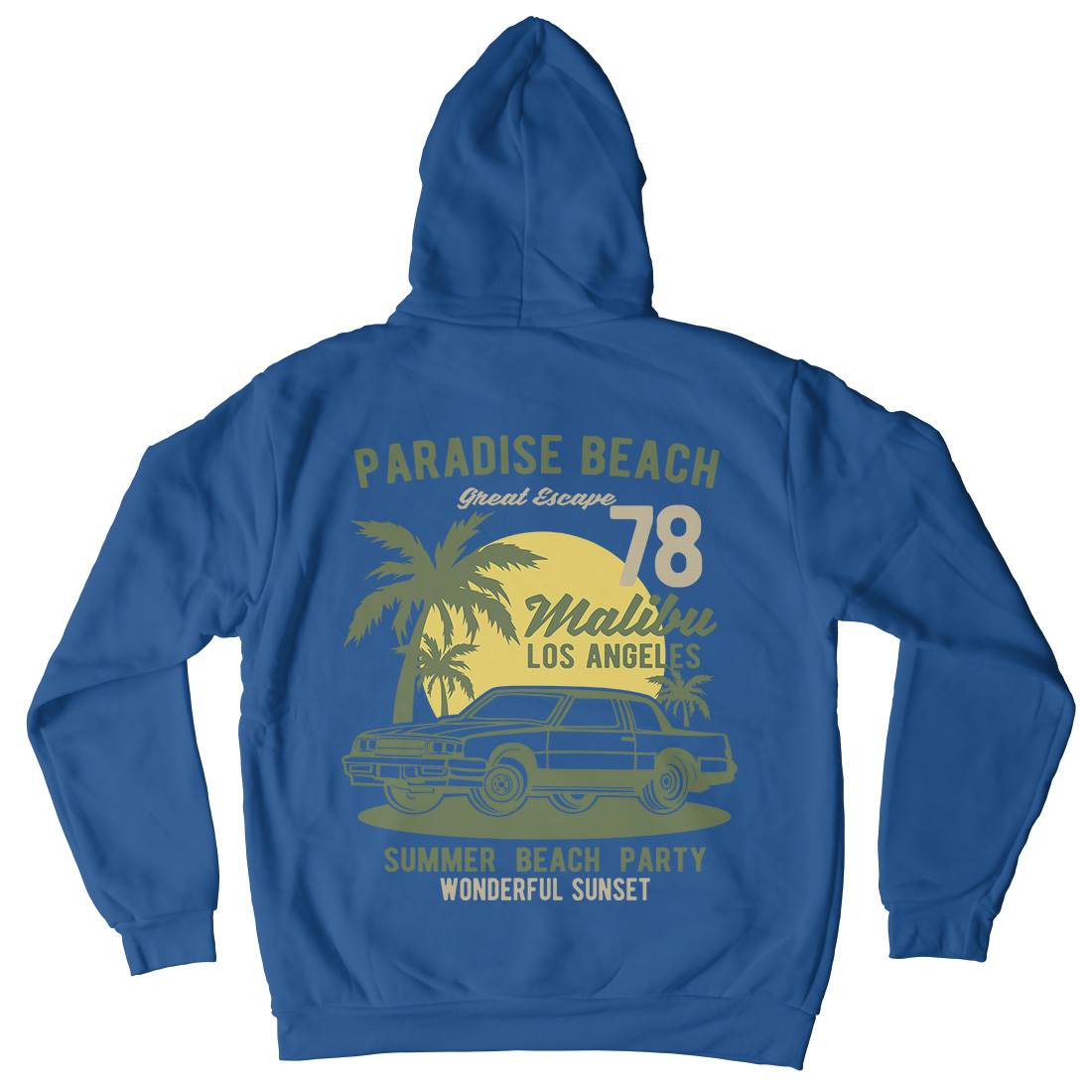 Paradise Beach Mens Hoodie With Pocket Cars B244