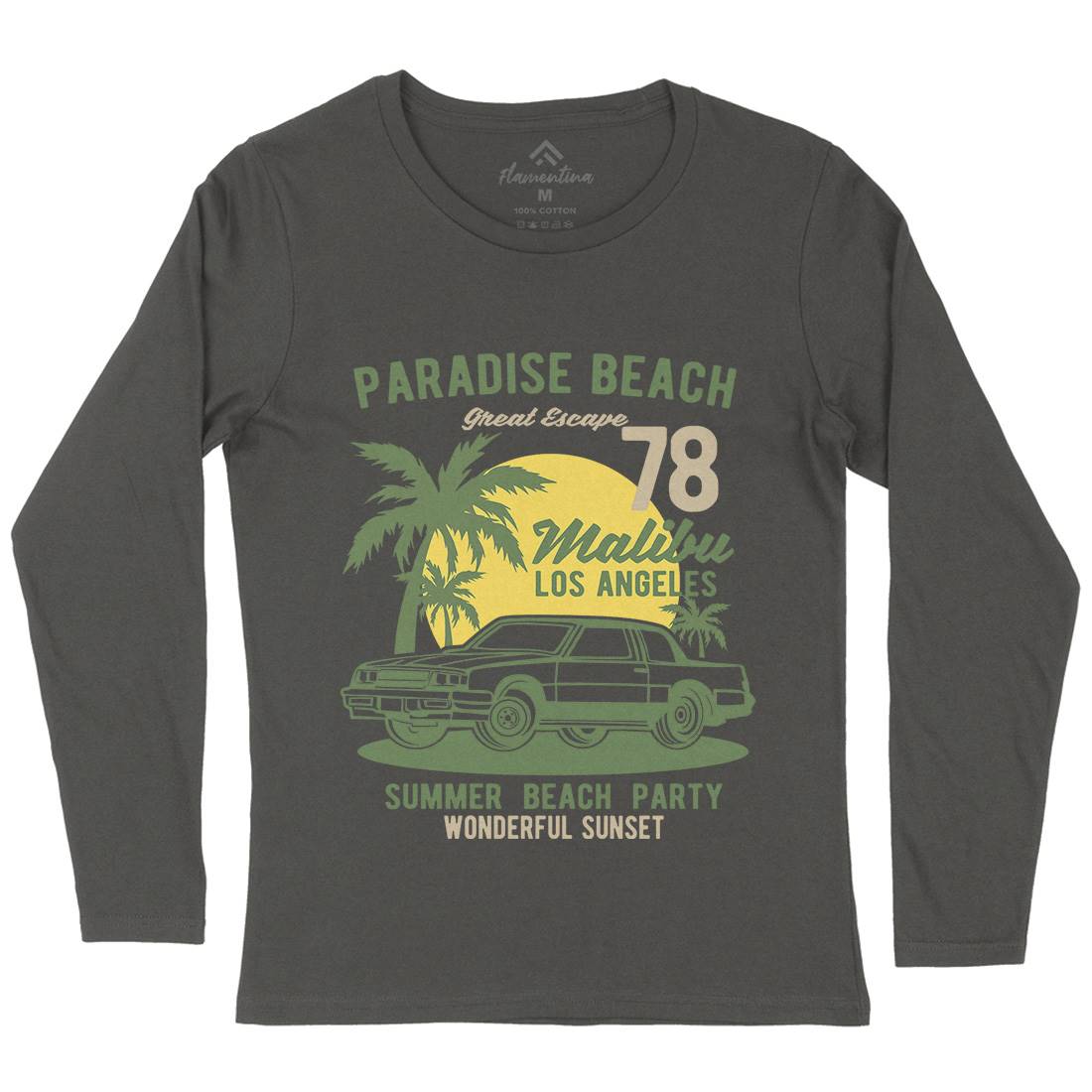 Paradise Beach Womens Long Sleeve T-Shirt Cars B244