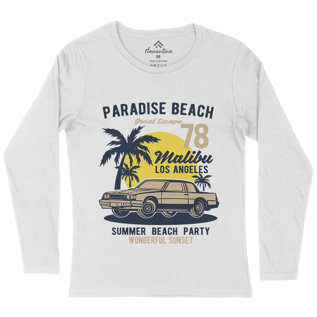 Paradise Beach Womens Long Sleeve T-Shirt Cars B244