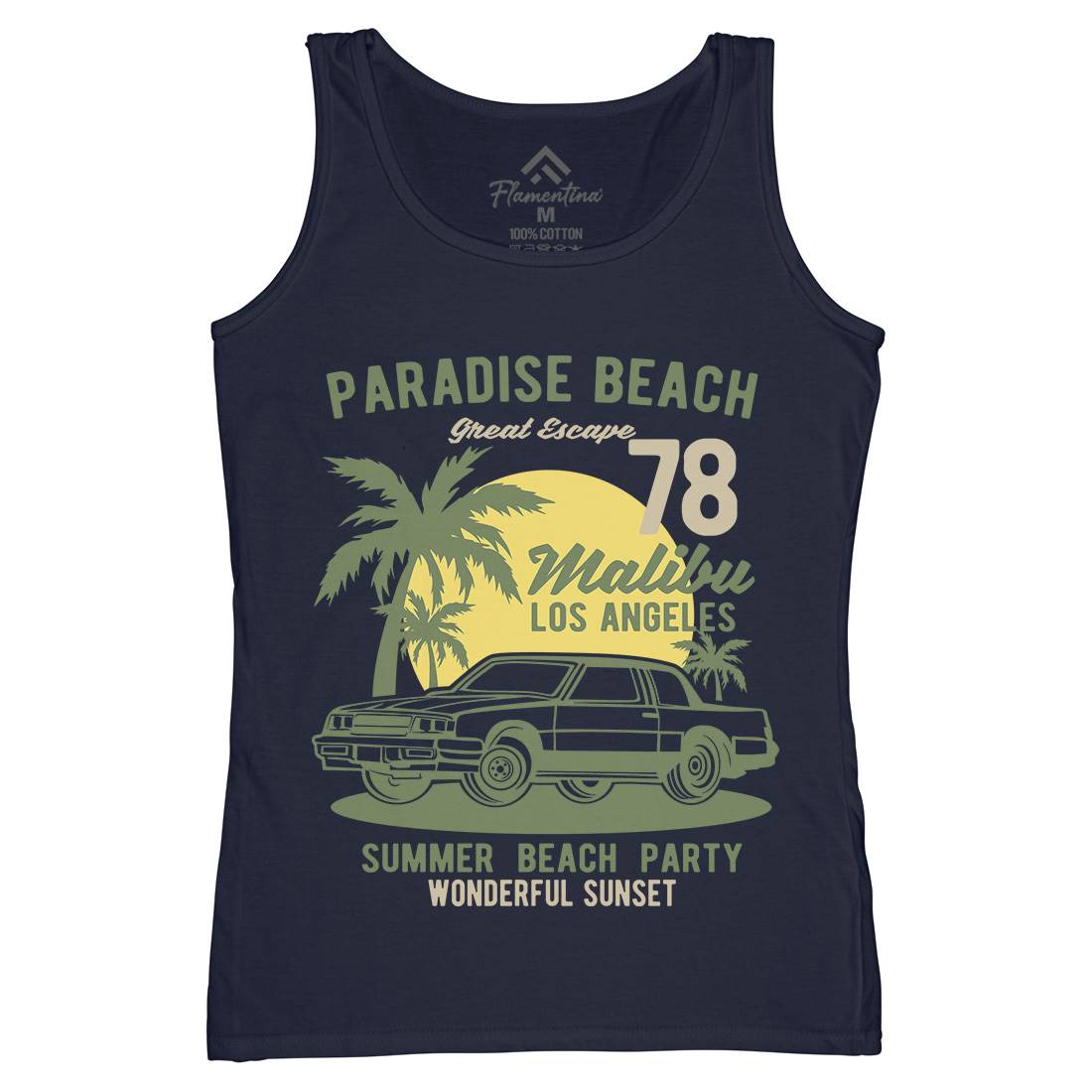 Paradise Beach Womens Organic Tank Top Vest Cars B244