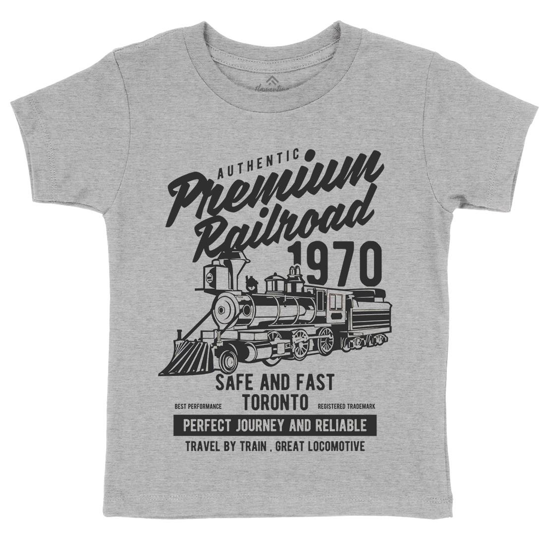 Premium Railroad Kids Organic Crew Neck T-Shirt Vehicles B245
