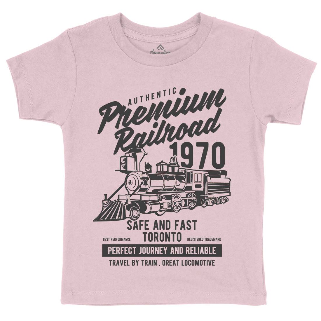 Premium Railroad Kids Organic Crew Neck T-Shirt Vehicles B245
