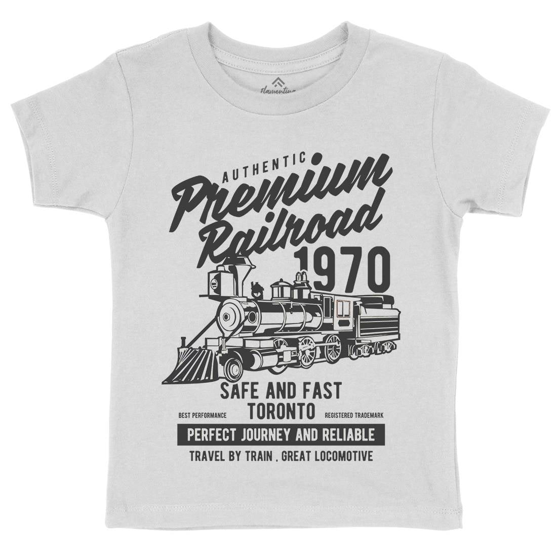 Premium Railroad Kids Crew Neck T-Shirt Vehicles B245