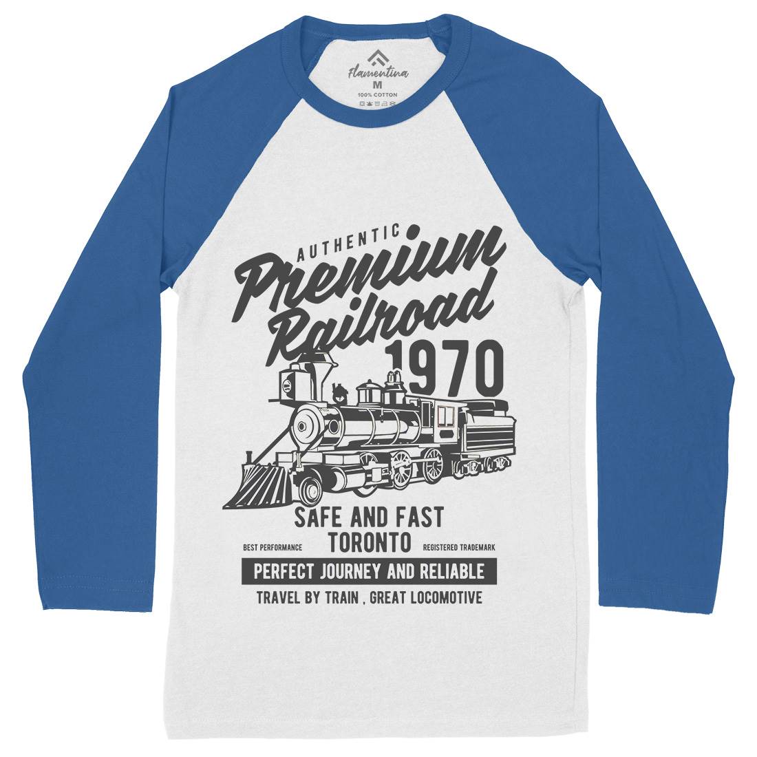 Premium Railroad Mens Long Sleeve Baseball T-Shirt Vehicles B245