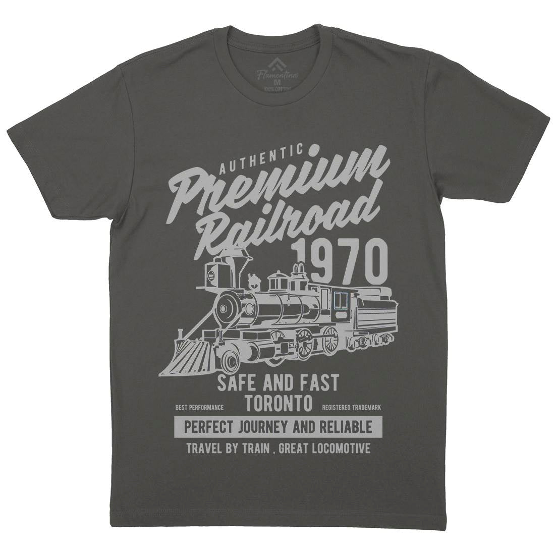 Premium Railroad Mens Organic Crew Neck T-Shirt Vehicles B245