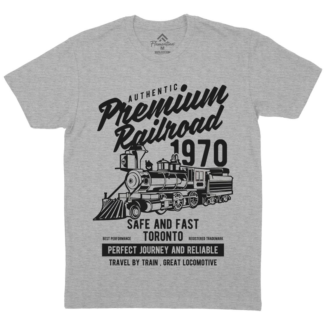 Premium Railroad Mens Crew Neck T-Shirt Vehicles B245