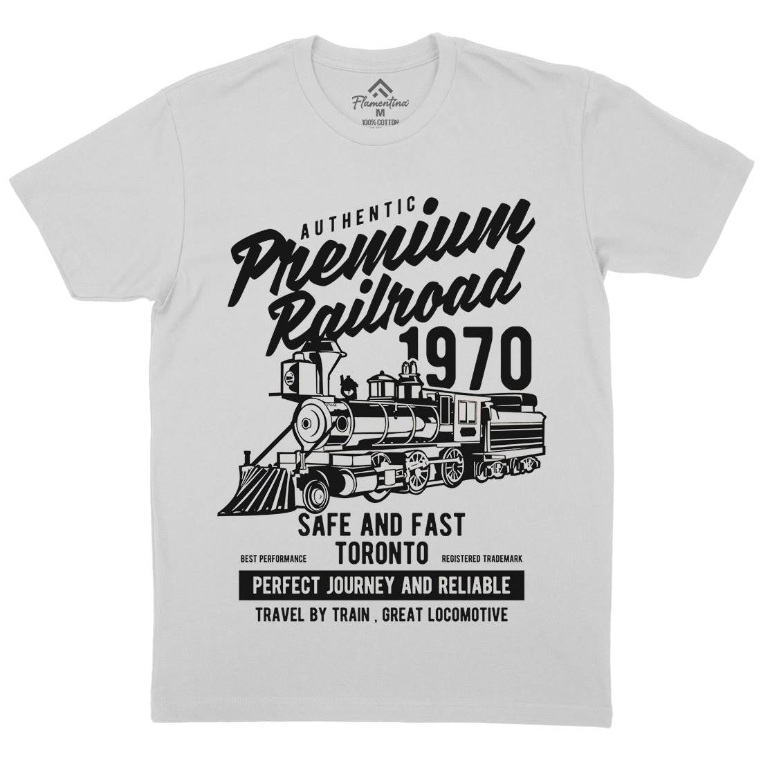 Premium Railroad Mens Crew Neck T-Shirt Vehicles B245