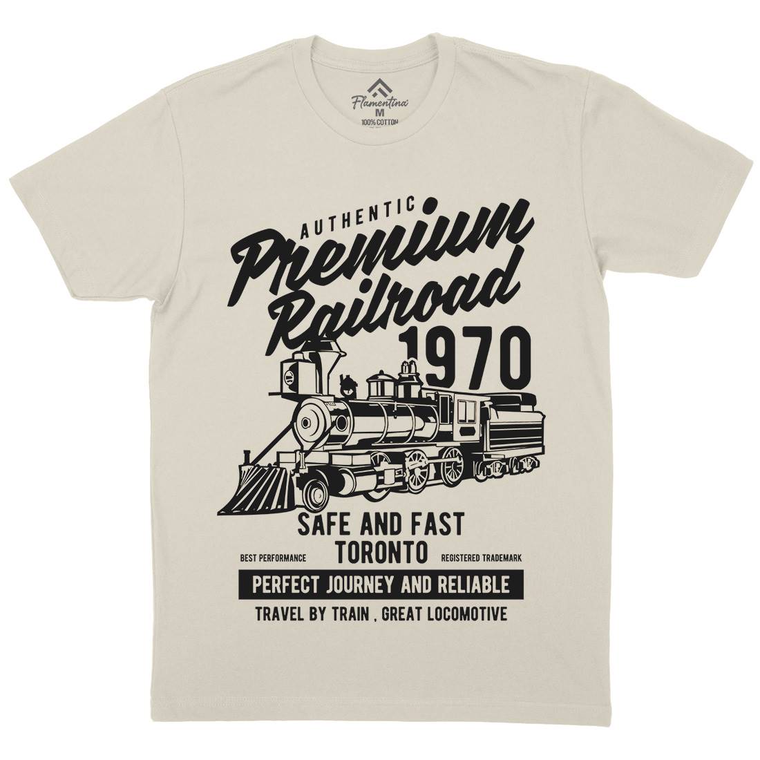 Premium Railroad Mens Organic Crew Neck T-Shirt Vehicles B245