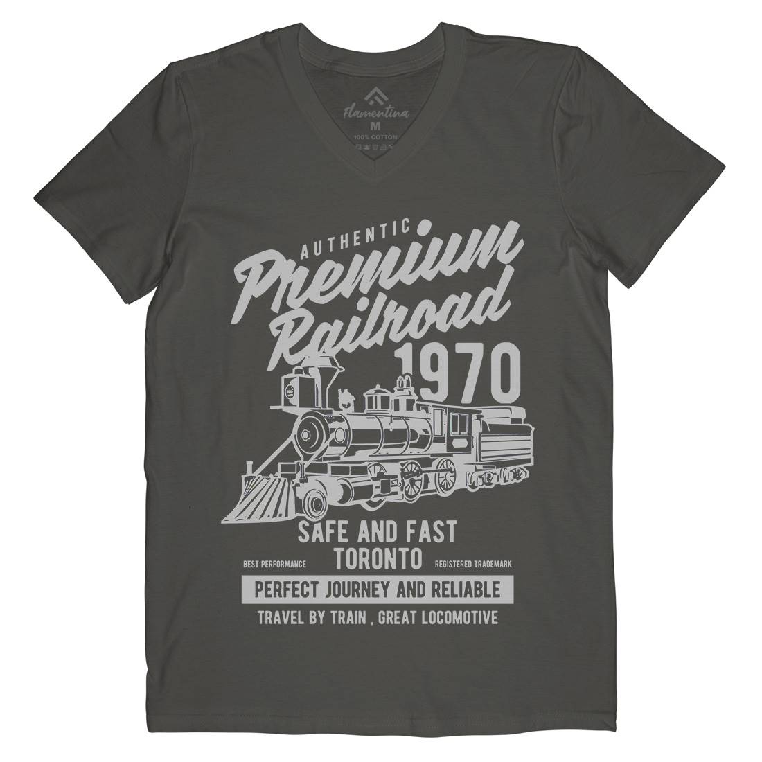 Premium Railroad Mens V-Neck T-Shirt Vehicles B245