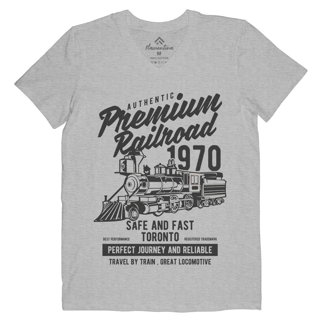 Premium Railroad Mens Organic V-Neck T-Shirt Vehicles B245