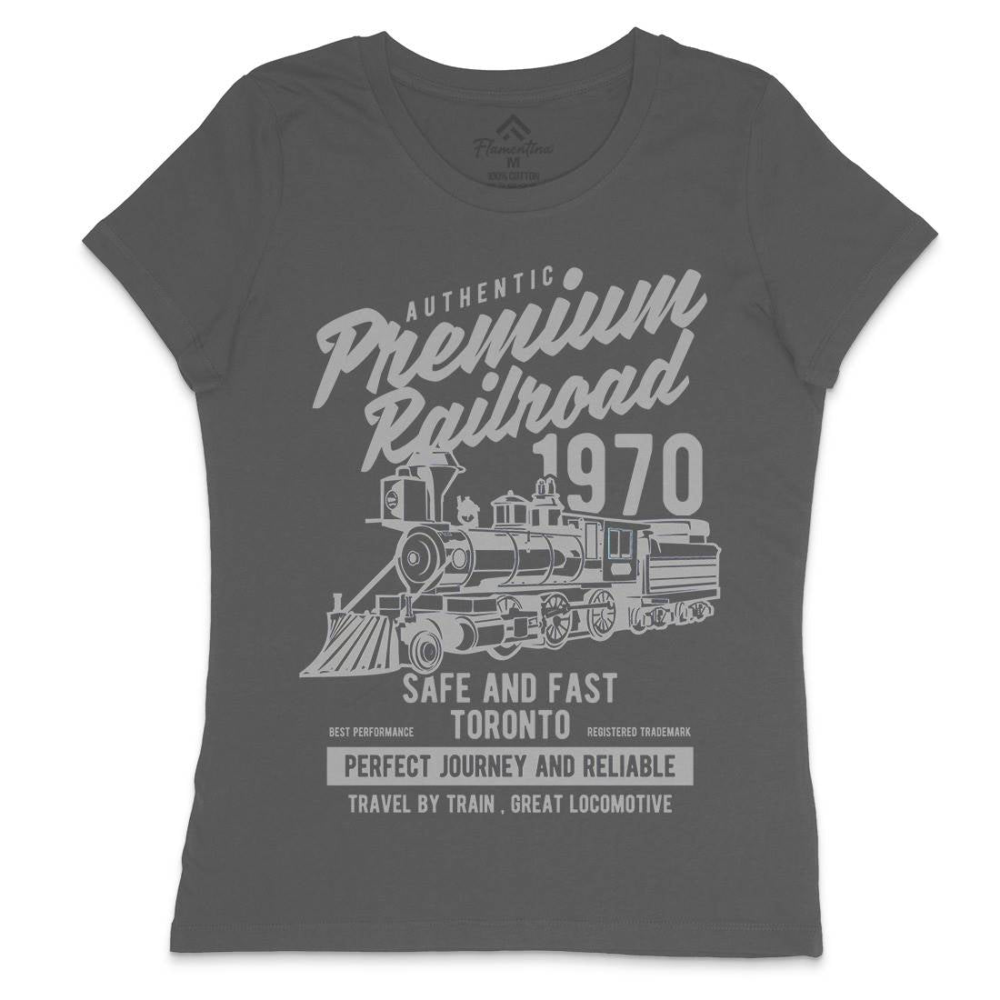 Premium Railroad Womens Crew Neck T-Shirt Vehicles B245