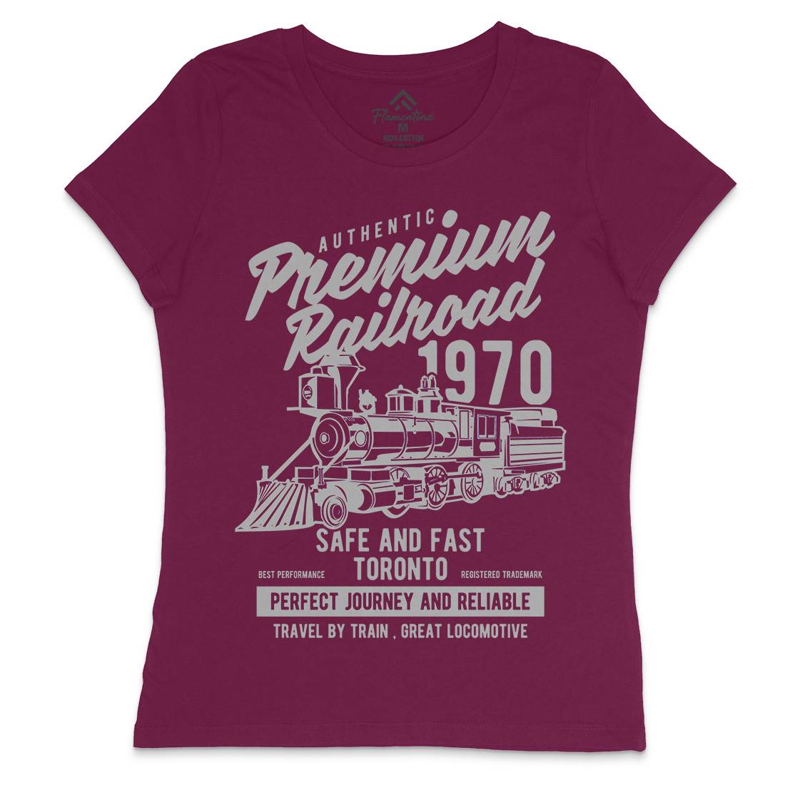 Premium Railroad Womens Crew Neck T-Shirt Vehicles B245