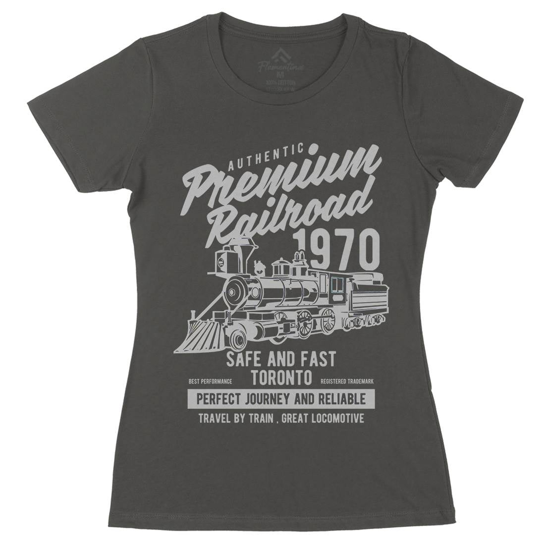 Premium Railroad Womens Organic Crew Neck T-Shirt Vehicles B245