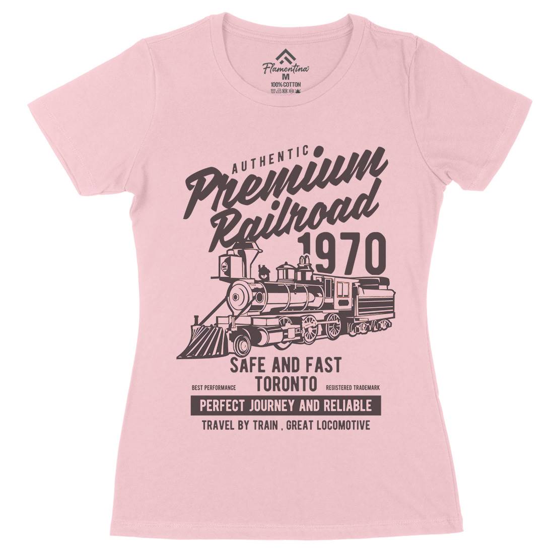 Premium Railroad Womens Organic Crew Neck T-Shirt Vehicles B245