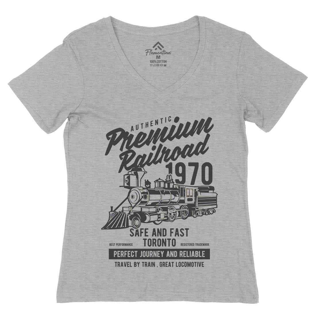 Premium Railroad Womens Organic V-Neck T-Shirt Vehicles B245