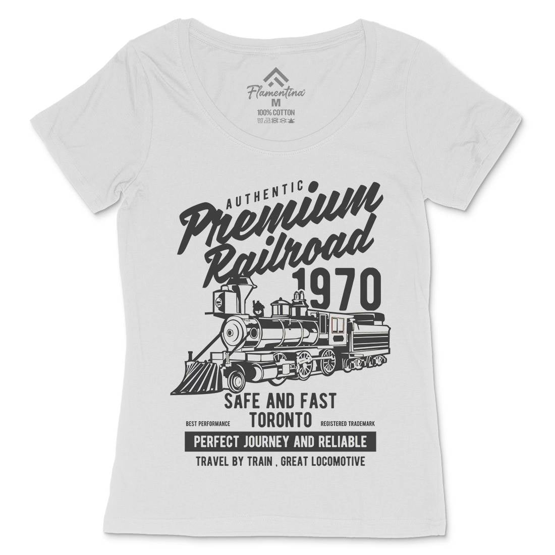 Premium Railroad Womens Scoop Neck T-Shirt Vehicles B245
