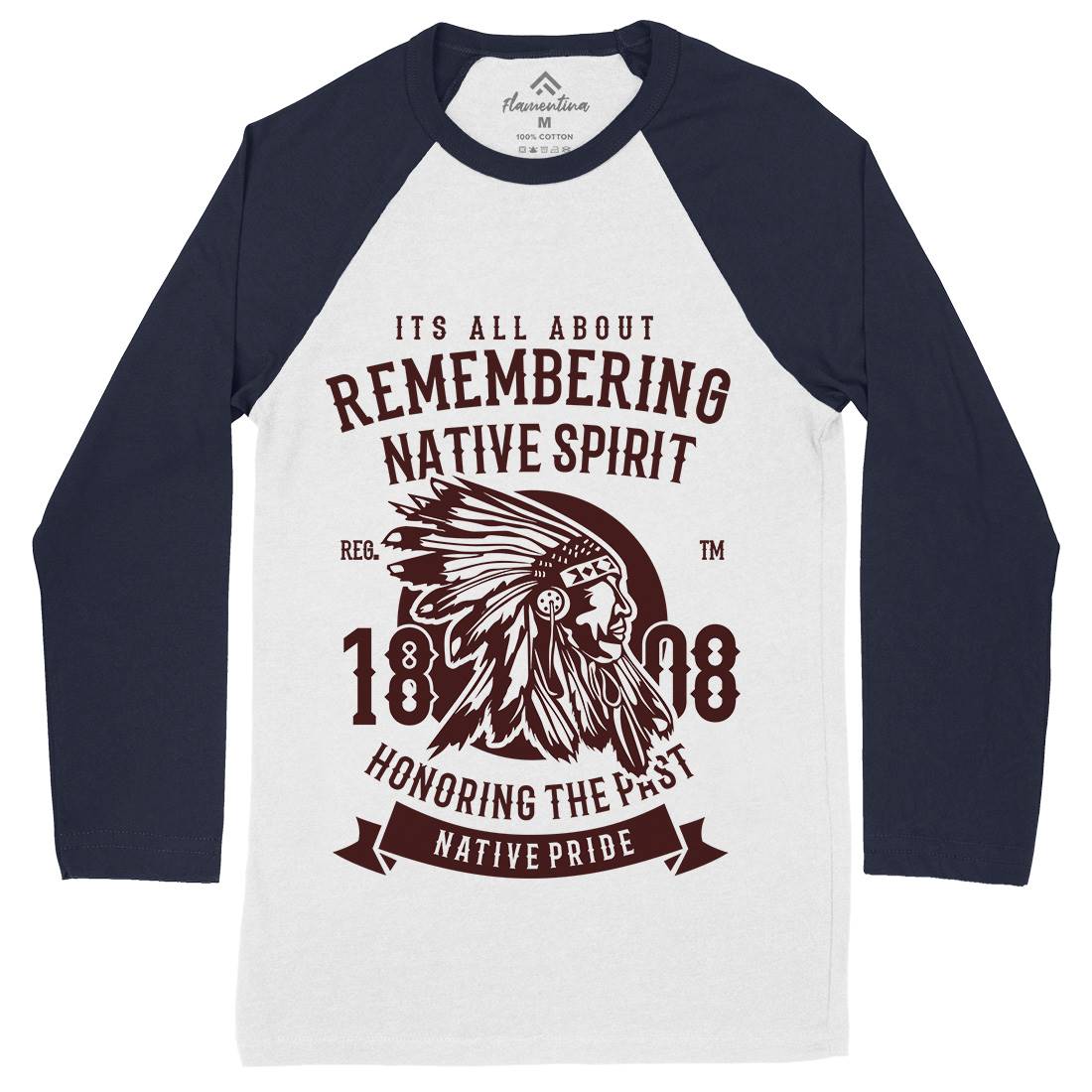 Remembering Native Spirit Mens Long Sleeve Baseball T-Shirt American B246