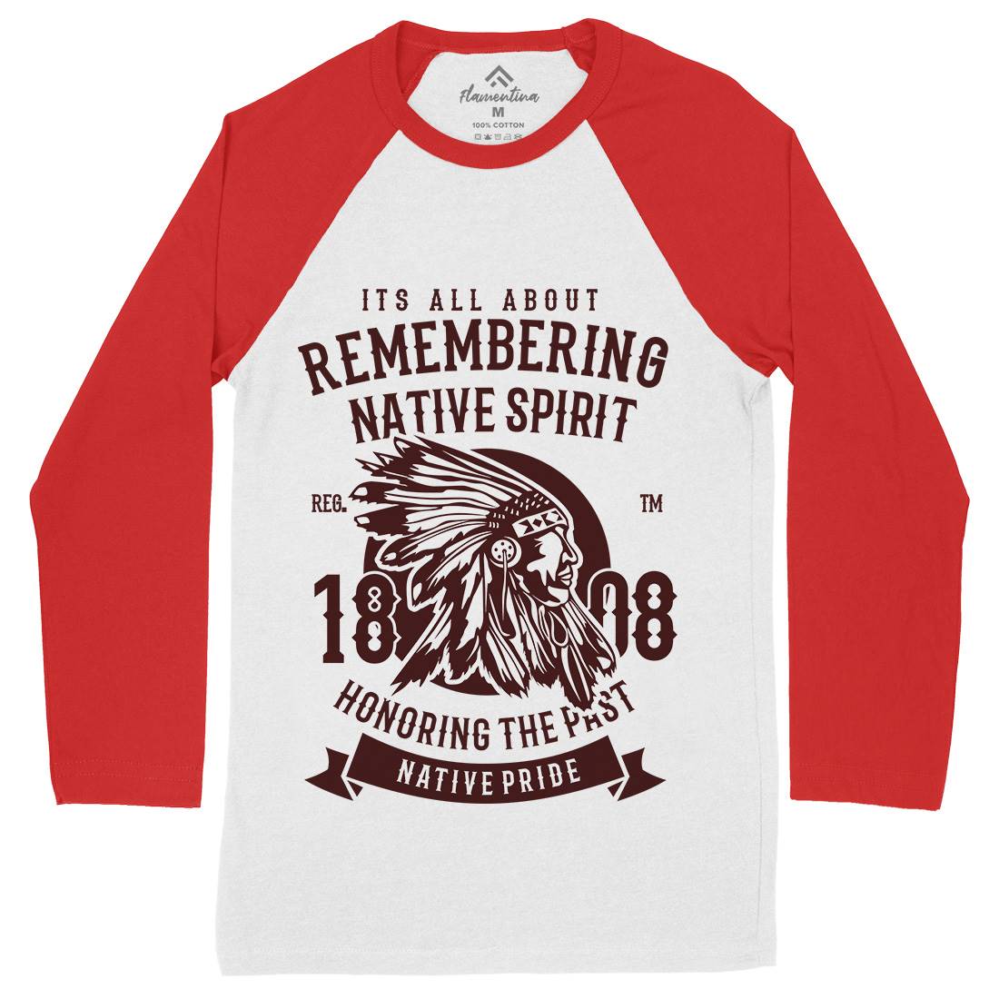 Remembering Native Spirit Mens Long Sleeve Baseball T-Shirt American B246