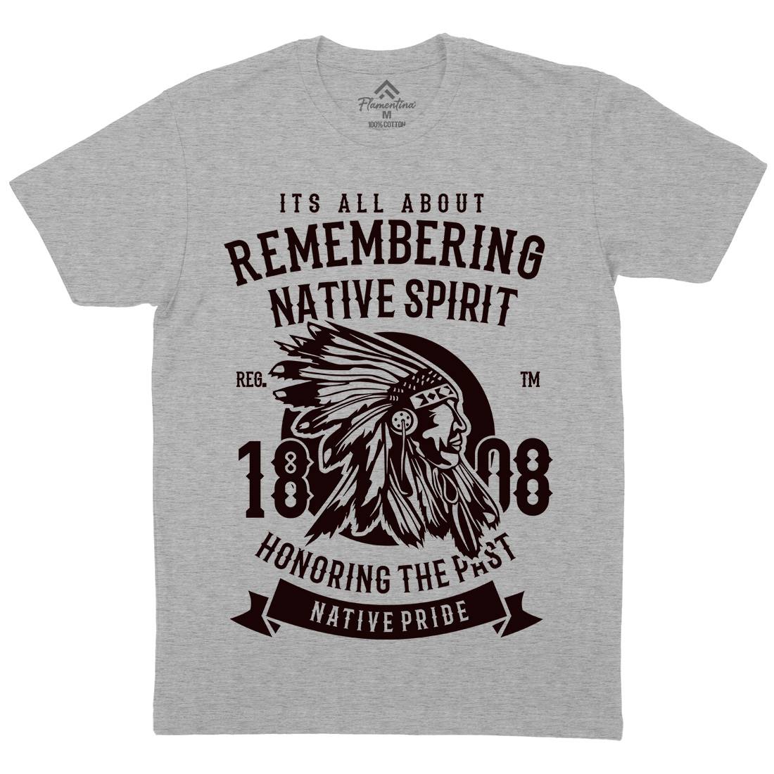 Remembering Native Spirit Mens Organic Crew Neck T-Shirt American B246