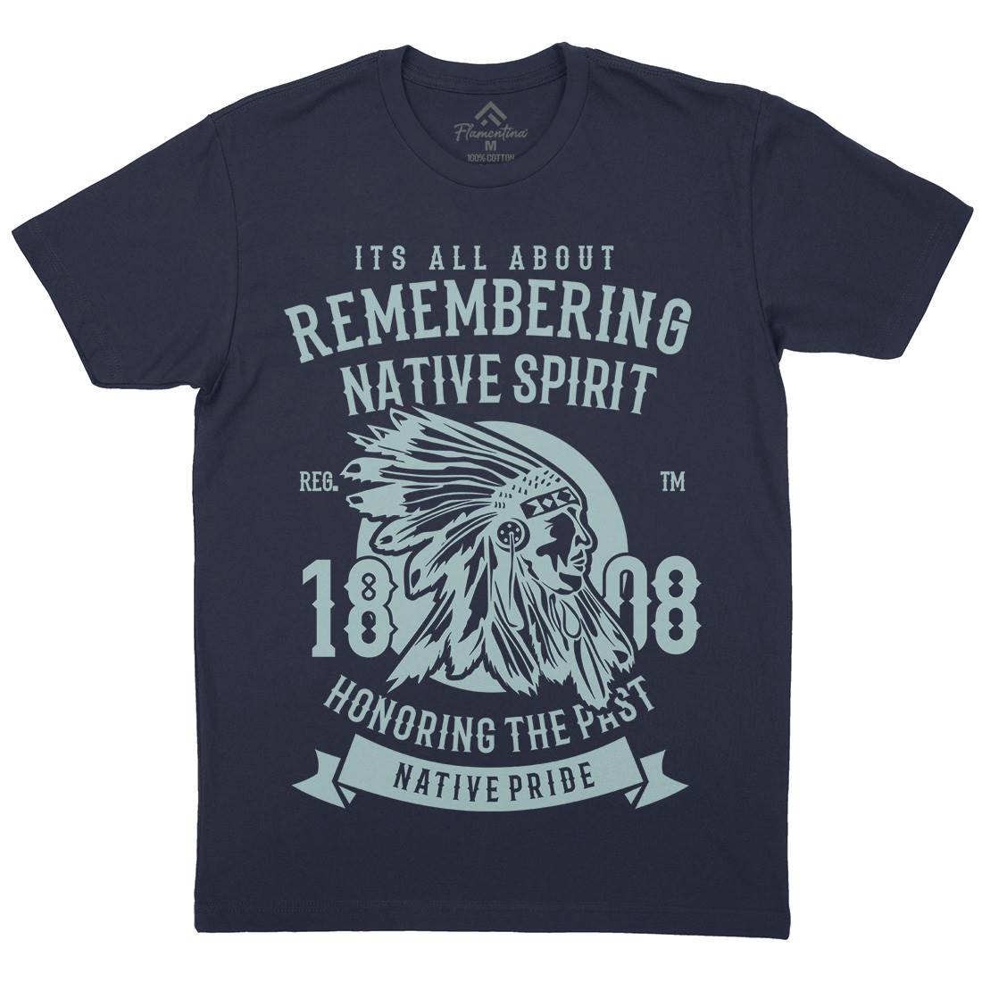 Remembering Native Spirit Mens Organic Crew Neck T-Shirt American B246