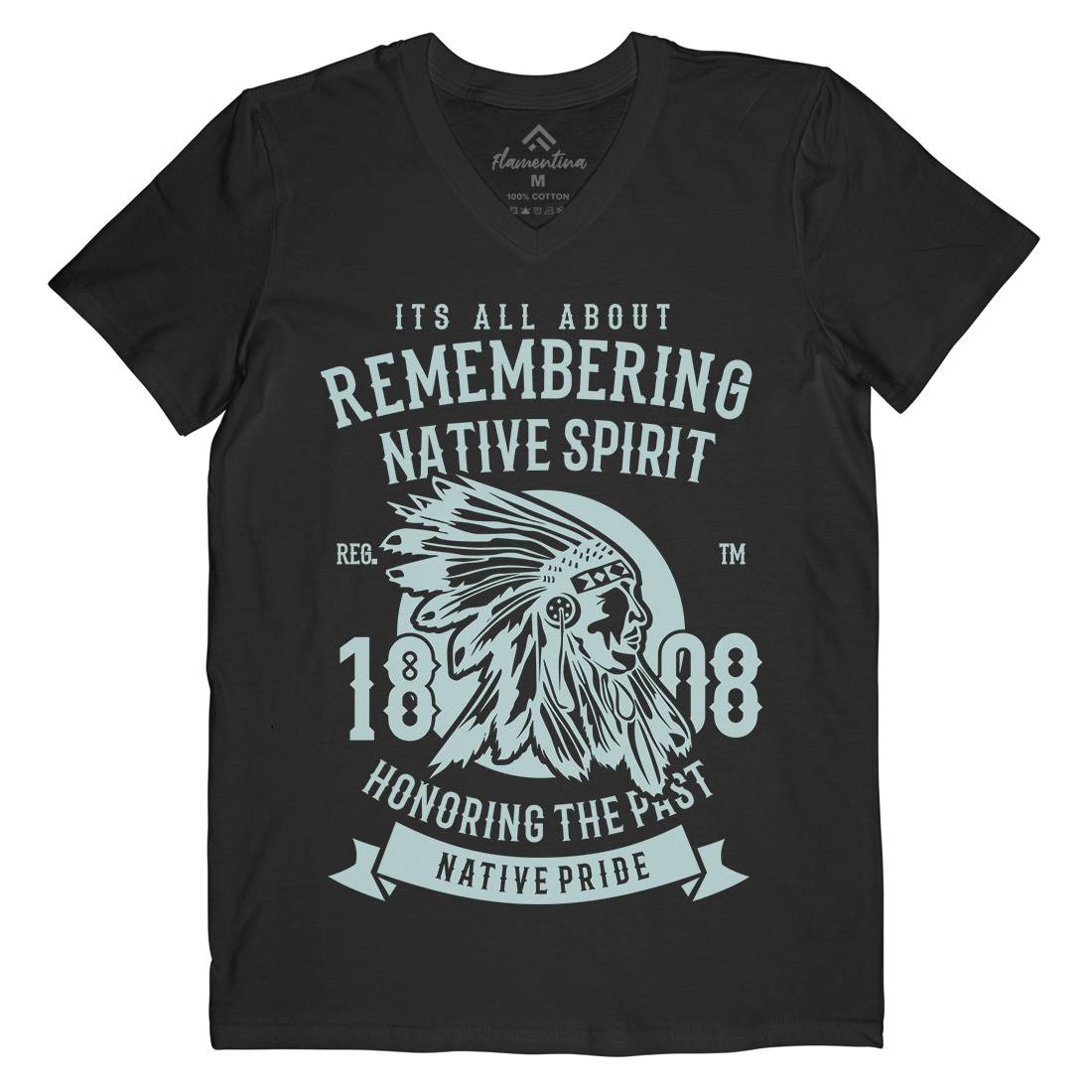 Remembering Native Spirit Mens Organic V-Neck T-Shirt American B246