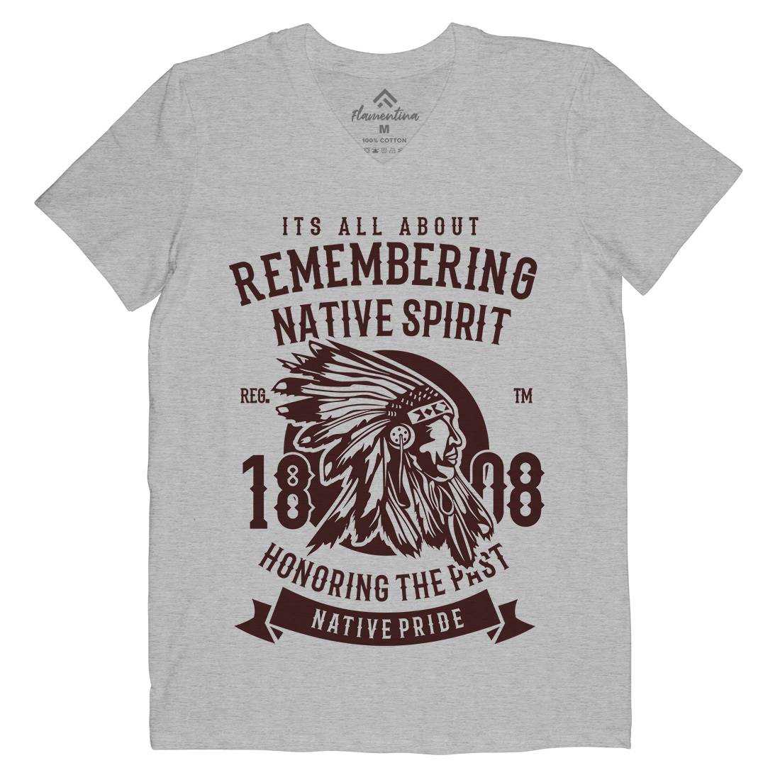 Remembering Native Spirit Mens V-Neck T-Shirt American B246