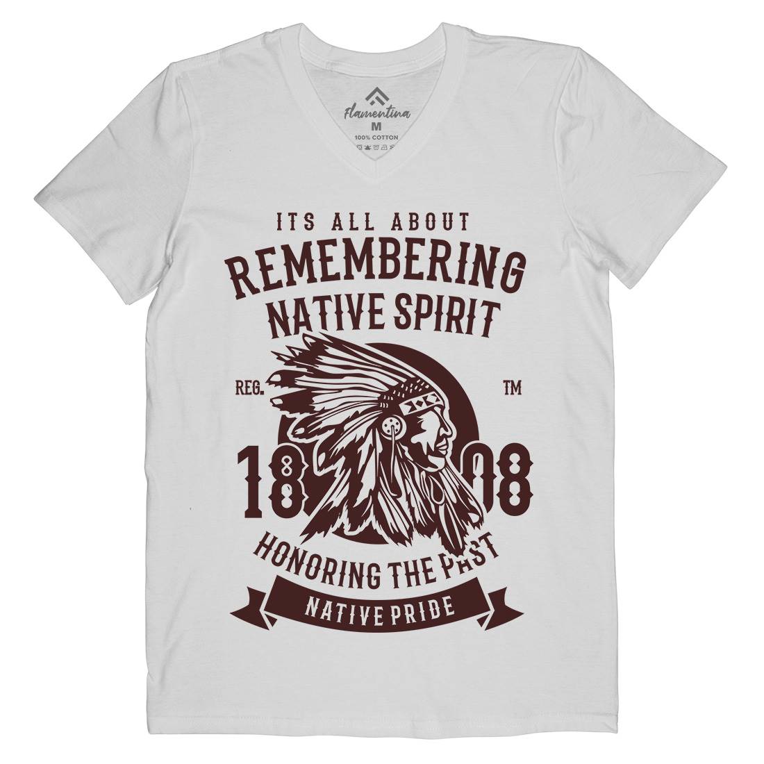 Remembering Native Spirit Mens Organic V-Neck T-Shirt American B246