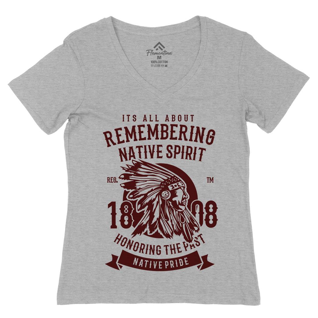 Remembering Native Spirit Womens Organic V-Neck T-Shirt American B246
