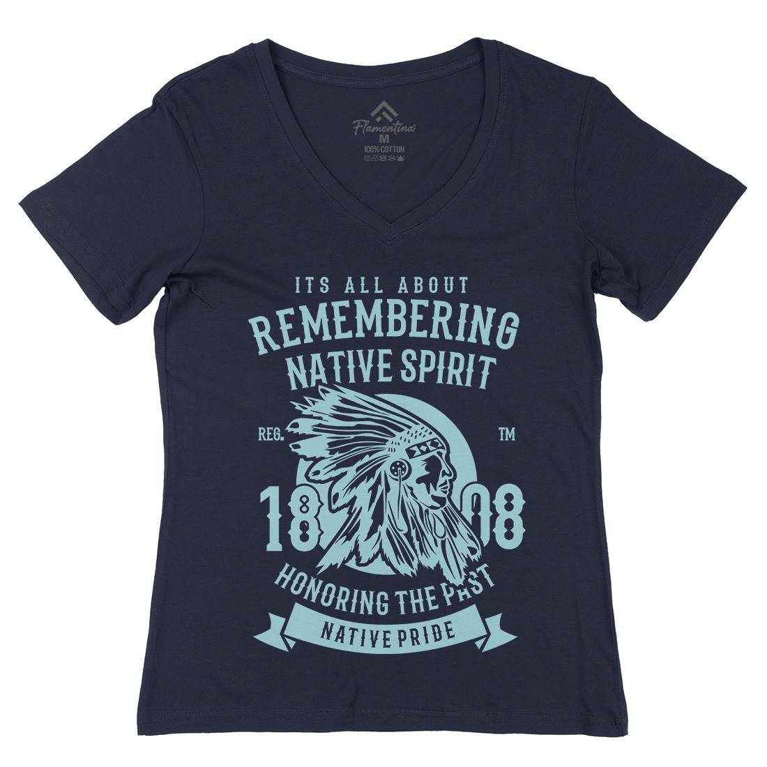Remembering Native Spirit Womens Organic V-Neck T-Shirt American B246