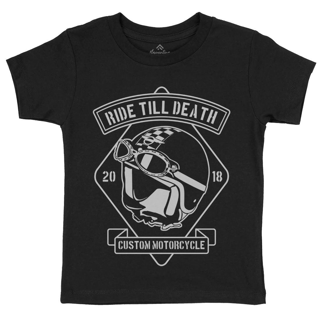 Ride Till Death Kids Crew Neck T-Shirt Motorcycles B247