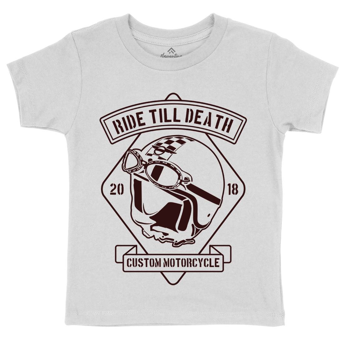 Ride Till Death Kids Crew Neck T-Shirt Motorcycles B247