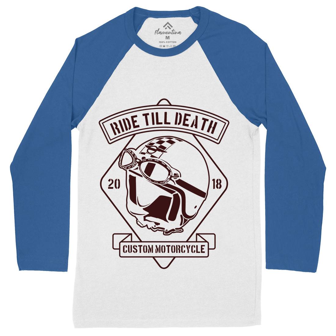 Ride Till Death Mens Long Sleeve Baseball T-Shirt Motorcycles B247