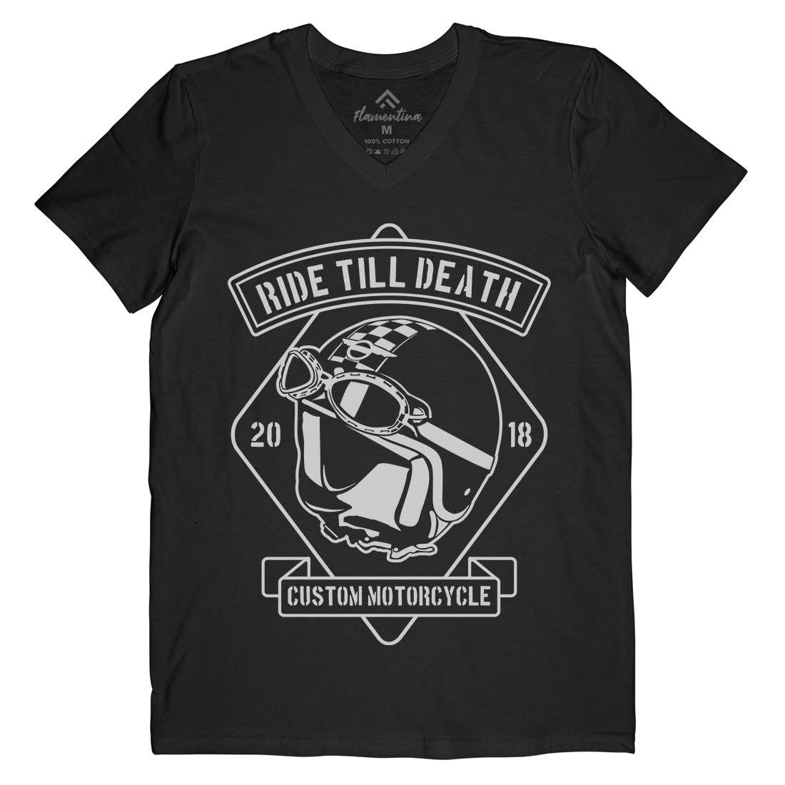 Ride Till Death Mens V-Neck T-Shirt Motorcycles B247