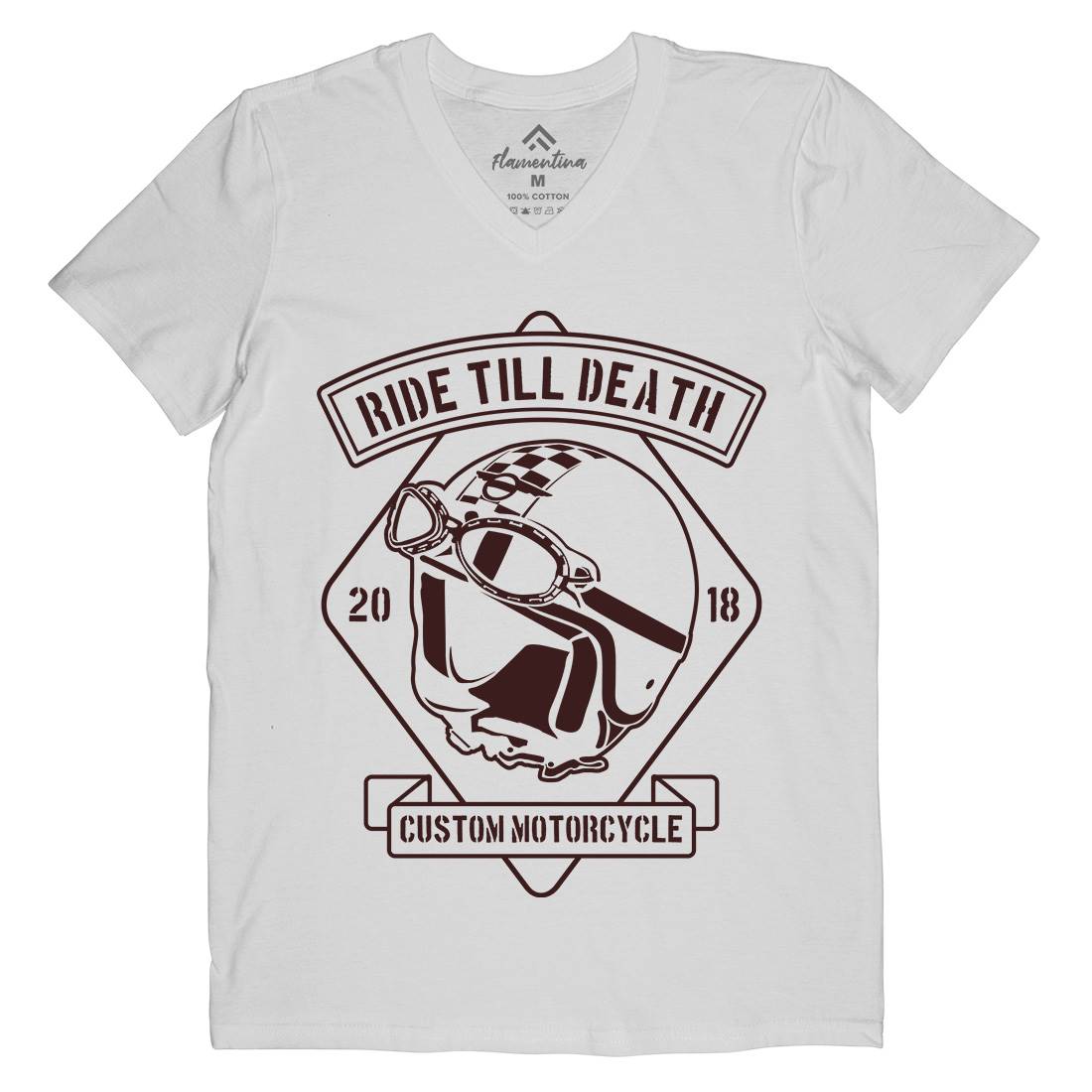 Ride Till Death Mens Organic V-Neck T-Shirt Motorcycles B247