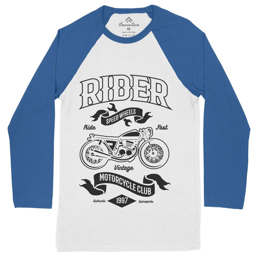 Rider Mens Long Sleeve Baseball T-Shirt Motorcycles B248