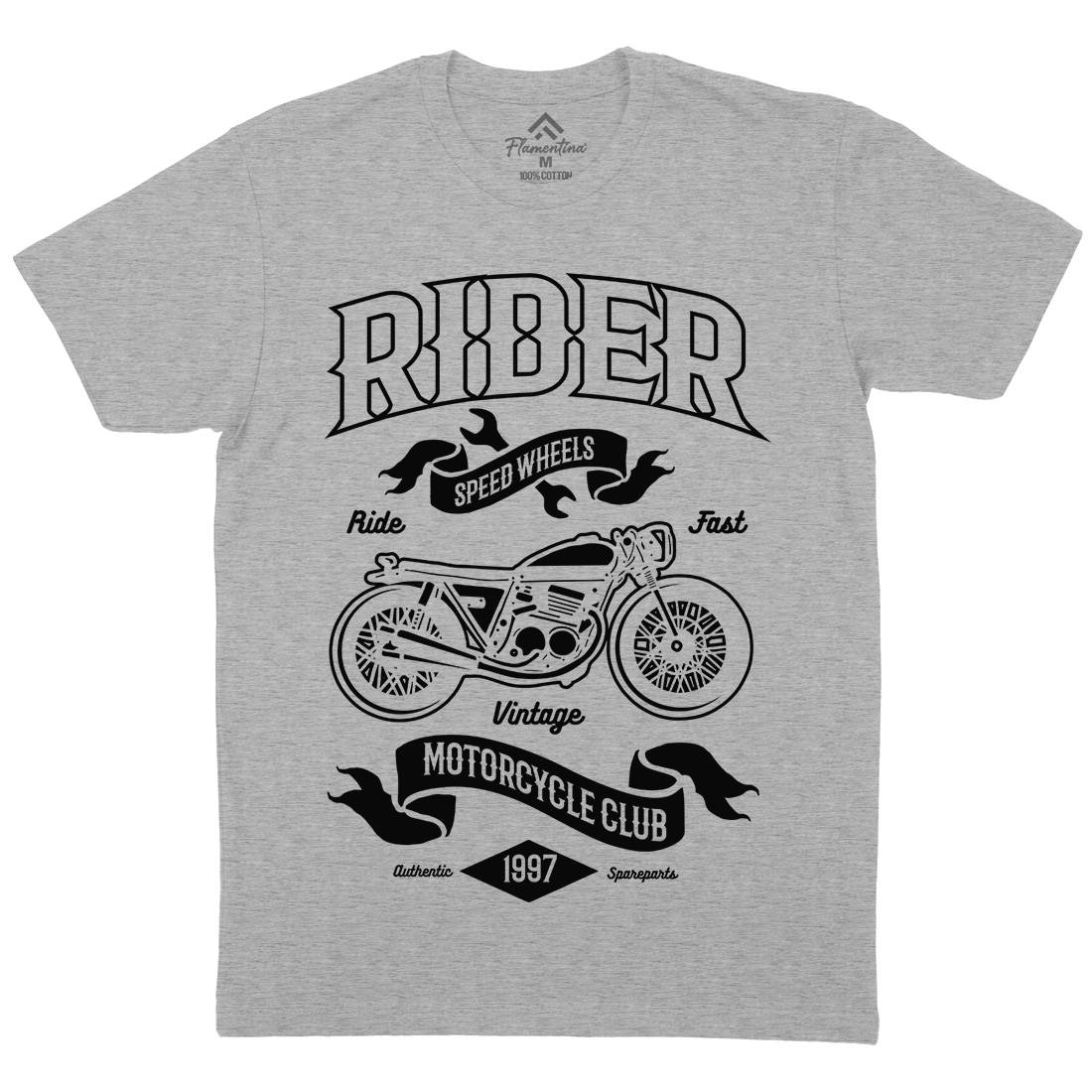 Rider Mens Organic Crew Neck T-Shirt Motorcycles B248