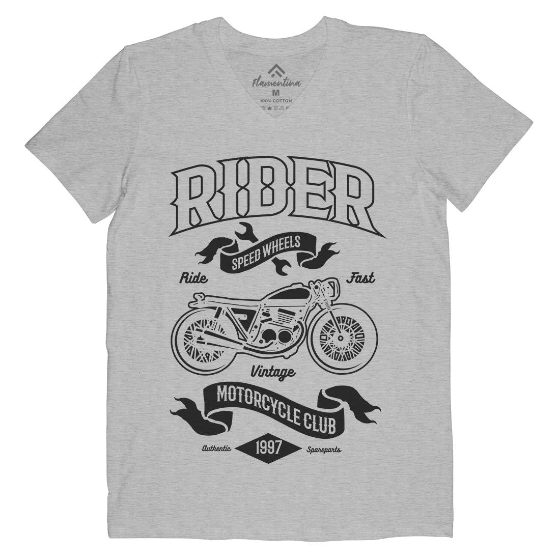 Rider Mens V-Neck T-Shirt Motorcycles B248