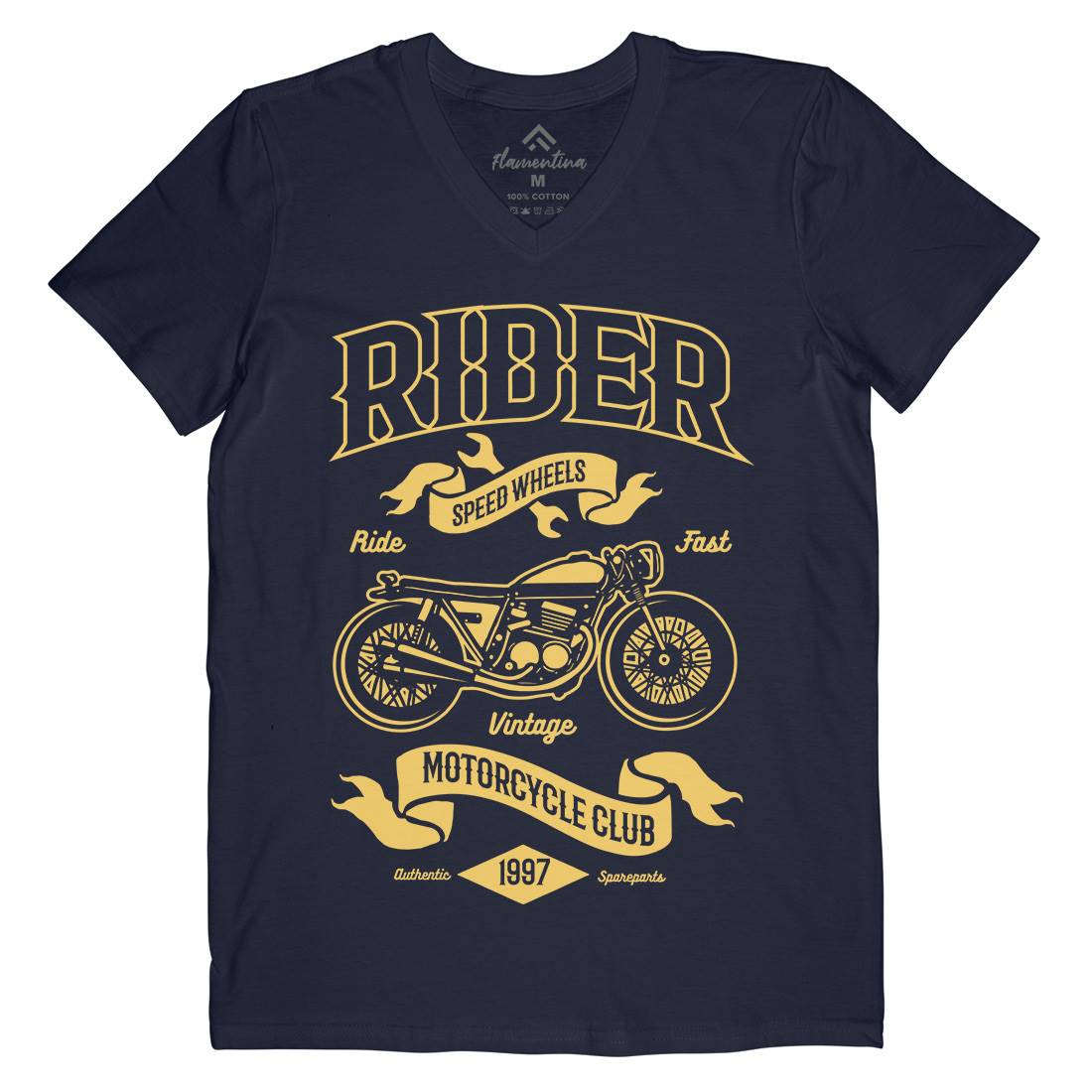 Rider Mens Organic V-Neck T-Shirt Motorcycles B248