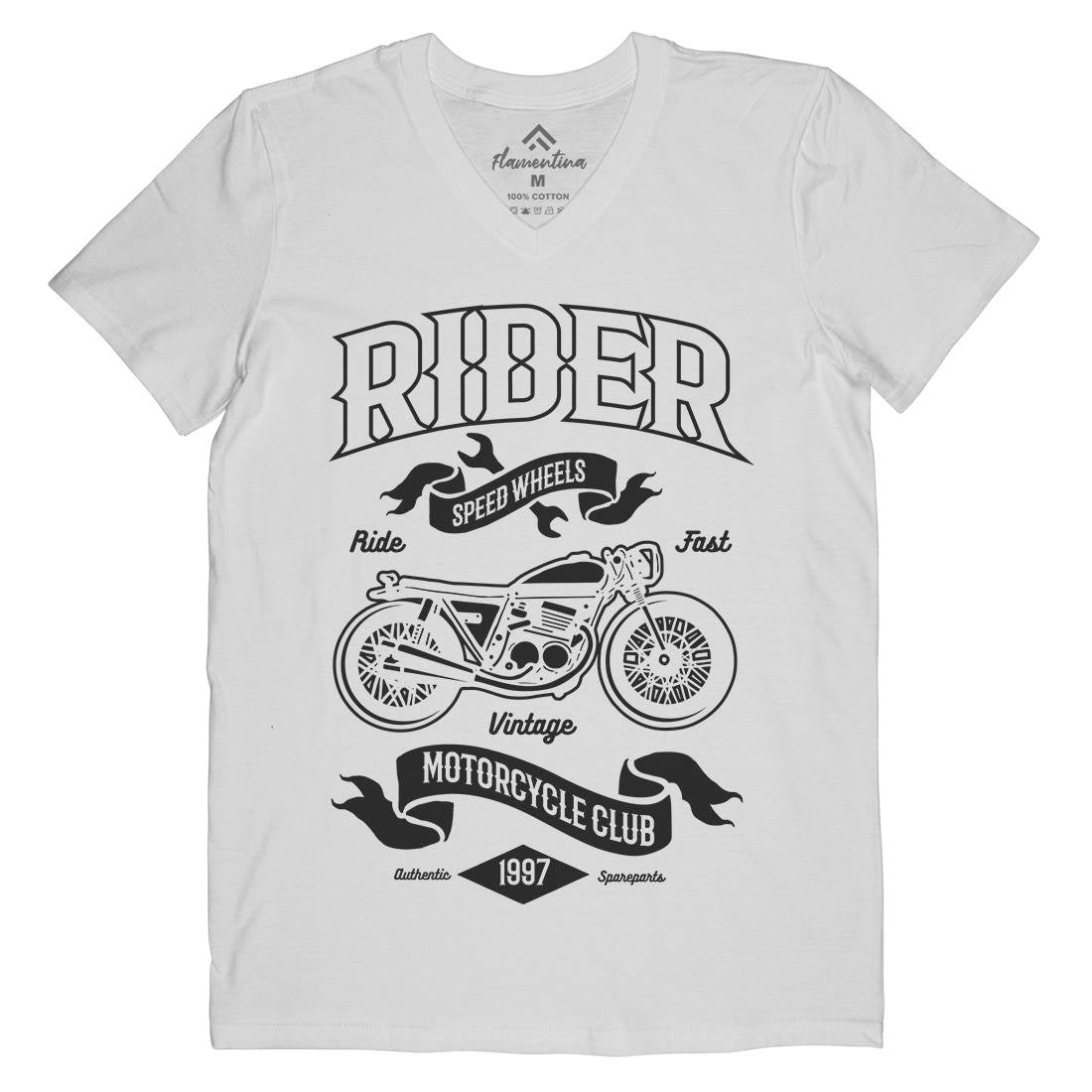 Rider Mens Organic V-Neck T-Shirt Motorcycles B248