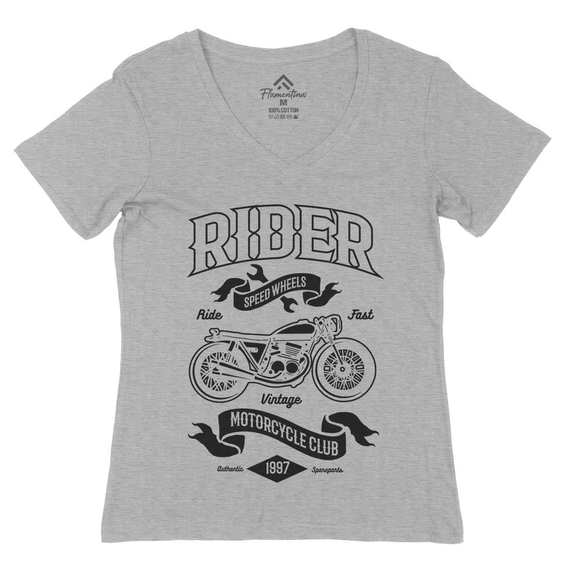 Rider Womens Organic V-Neck T-Shirt Motorcycles B248